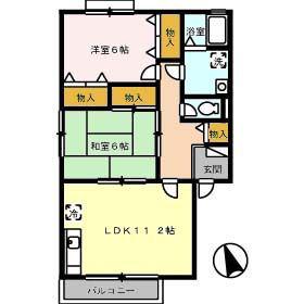 フレマリール香西(2LDK/1階)の間取り写真