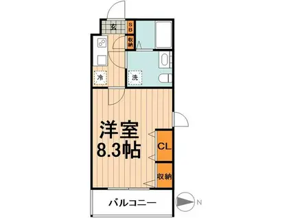 アーバハイツ扇大橋(1K/5階)の間取り写真