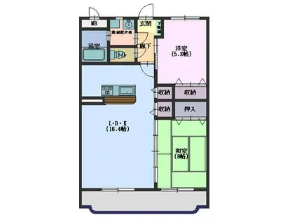 F・STAGE小市(2LDK/1階)の間取り写真