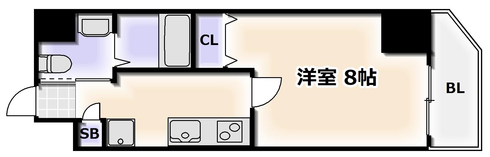 パークレーンミナミ(1K/6階)の間取り写真