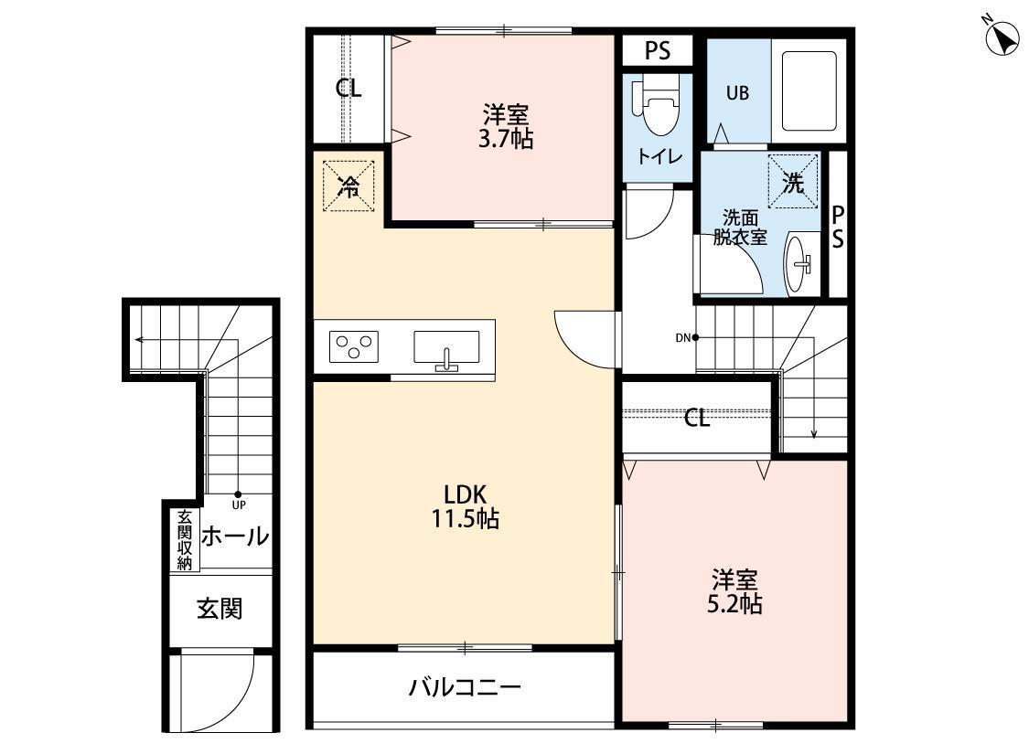 相模原ハウス(2LDK/2階)の間取り写真
