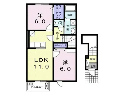 カトルセゾン(2LDK/2階)の間取り写真