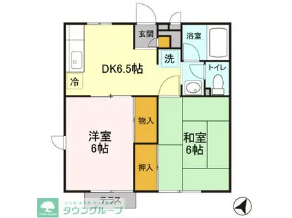 尾山台ハイツI(2DK/1階)の間取り写真