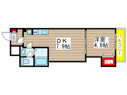 QUATRE SAISON(1DK/6階)の間取り写真