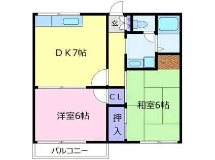 アーバンハイツII(2DK/1階)の間取り写真