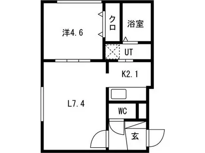 ルリ美園(1LDK/3階)の間取り写真
