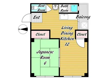 大成マンション(1LDK/4階)の間取り写真