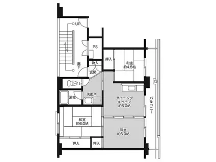 ビレッジハウス十王2号棟(3DK/1階)の間取り写真