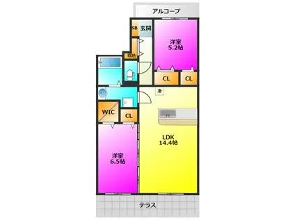 パーク ストリーム(2LDK/1階)の間取り写真