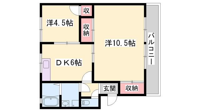 ボナノッテ(2DK/2階)の間取り写真