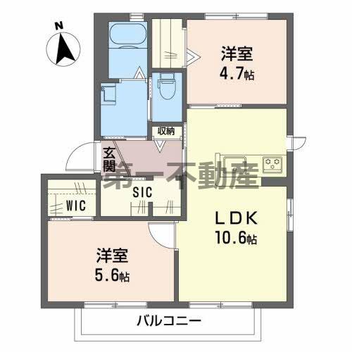 シャルム梶原(2LDK/2階)の間取り写真