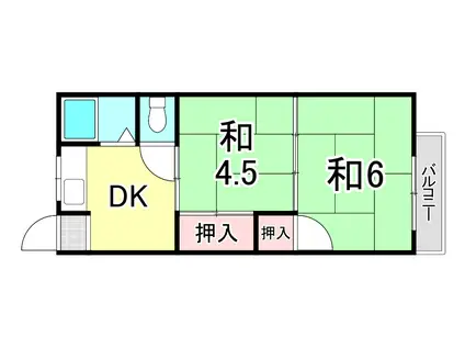 笠屋荘(2DK/2階)の間取り写真