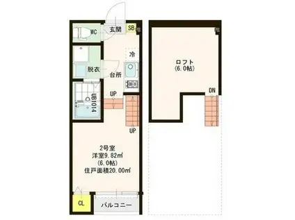 ハーモニーテラス梅林V(1K/1階)の間取り写真