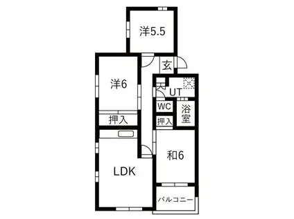 コ―ポオリオン(3DK/3階)の間取り写真