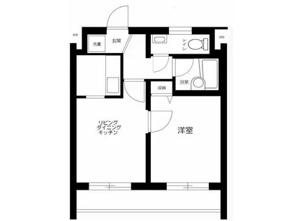 菱和パレス上目黒(1LDK/1階)の間取り写真