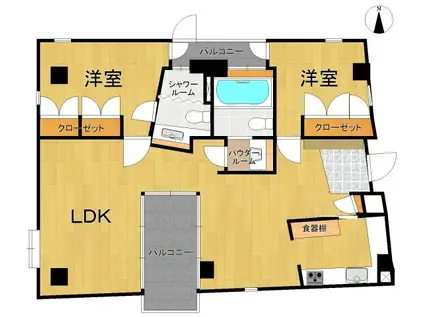 CRESCENT-T(2LDK/4階)の間取り写真