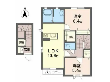 カーサ・ノア(2LDK/2階)の間取り写真