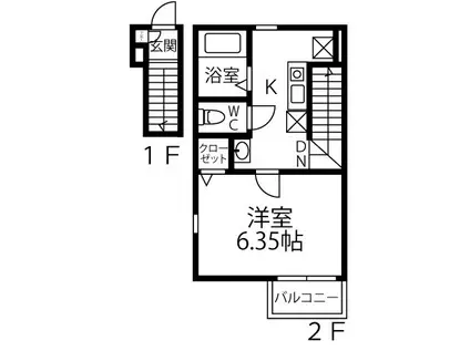 グラシーニャ(1K/2階)の間取り写真