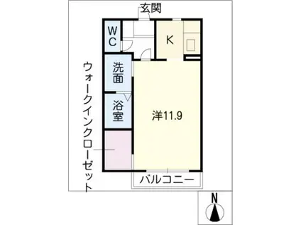 ディアス竜美丘 A棟(1K/1階)の間取り写真