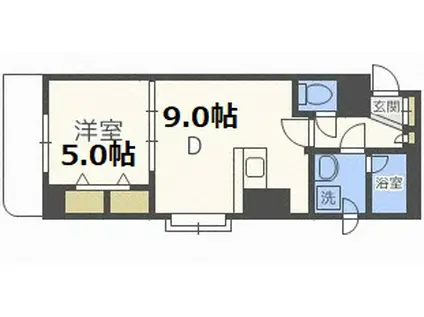 ノースパレス本郷通(1DK/3階)の間取り写真