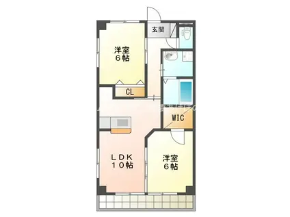 ブロードタウン神野II A(2LDK/2階)の間取り写真