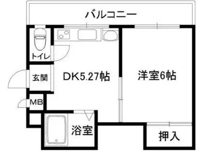 ベイスマルセ元町(1DK/3階)の間取り写真