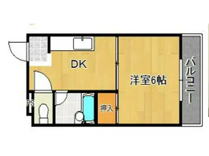 バンドーム大津和 犬猫可(1DK/3階)の間取り写真