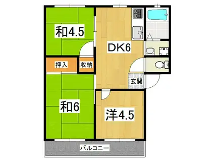 サンシティー草田(3DK/1階)の間取り写真