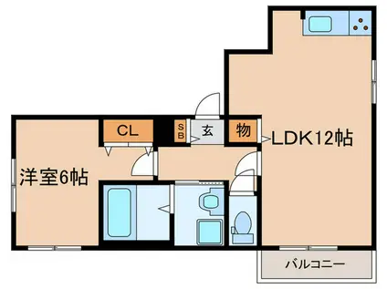 ワコーレヴィータ塚口本町1丁目(1LDK/1階)の間取り写真