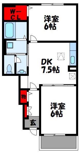 サングレイス A(2DK/1階)の間取り写真