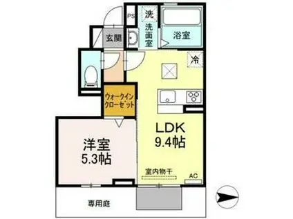 プレジール(1K/2階)の間取り写真