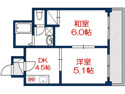 朝日プラザアムネット天満(2DK/9階)の間取り写真