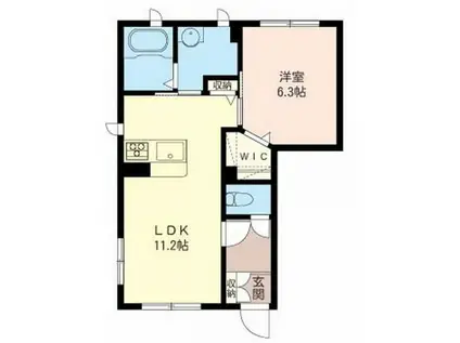 パル平潟B(1LDK/1階)の間取り写真