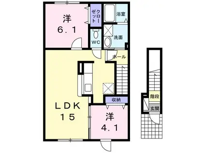 ウエストバレー(2LDK/2階)の間取り写真