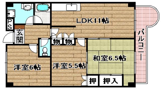 アンビエンテ桜ヶ丘(3LDK/2階)の間取り写真