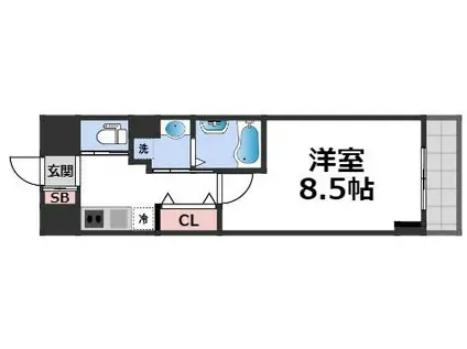 エイチ・ツー・オー新深江(1K/4階)の間取り写真