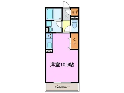 ベッロ・ルーチェ IV(ワンルーム/1階)の間取り写真