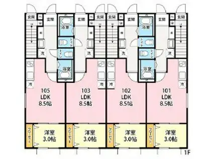 キャメル東府中ノア(1LDK/2階)の間取り写真