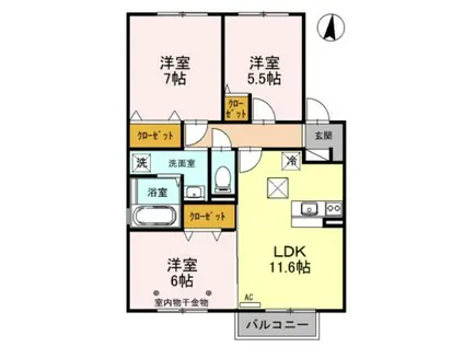 ラメーラRICO A棟(3LDK/1階)の間取り写真