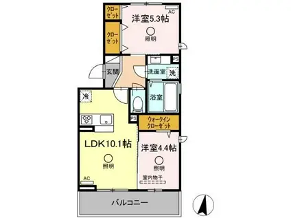 クレリア(2LDK/3階)の間取り写真