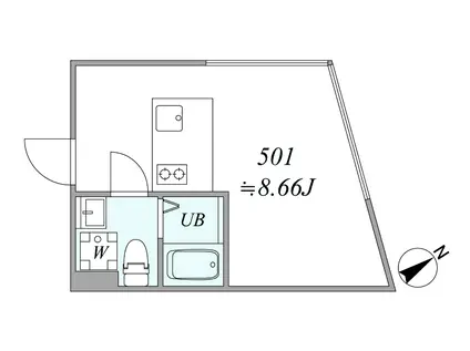 TRIAS513(1DK/5階)の間取り写真