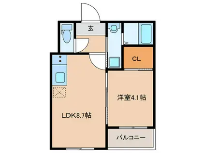 アンレーヴ九工大前(1LDK/3階)の間取り写真