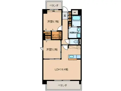 ＪＲ香椎線 酒殿駅 徒歩24分 5階建 築19年(2LDK/4階)の間取り写真