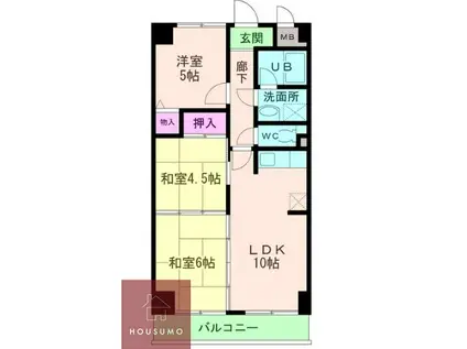 ユーコート豊中(3LDK/6階)の間取り写真