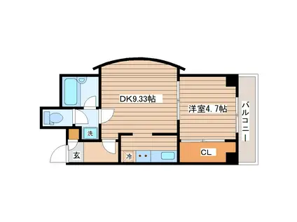 ロイヤルヒルズ柳生I(1DK/3階)の間取り写真