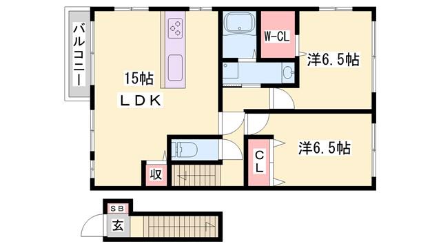 コンフォート大島IV B棟(2LDK/2階)の間取り写真