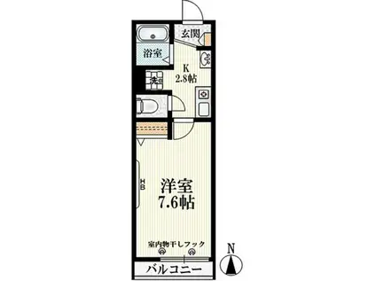 マハロハイム(1K/1階)の間取り写真