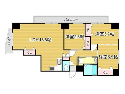 ル・シエル(3LDK/7階)の間取り写真