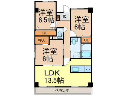 アルファーレジデンス下栗(3LDK/3階)の間取り写真