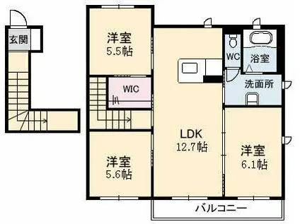 ハンプトンコート(3LDK/2階)の間取り写真